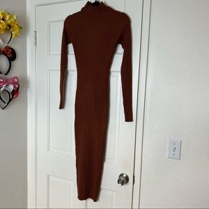 Brown calf length dress